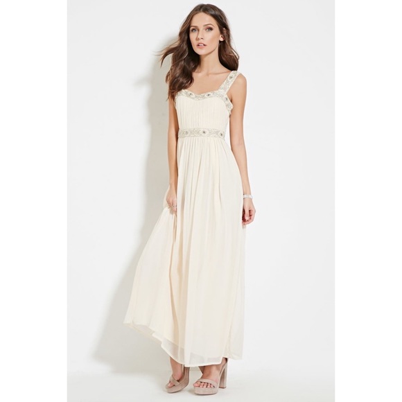 Forever 21 Embellished Beaded Maxi Gown Dress S - Picture 1 of 3